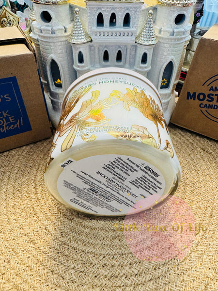 Bath & Body Works 🇺🇸 BACKYARD HONEYSUCKLE 3-wick Candle 14.5 oz / 411 g (B)