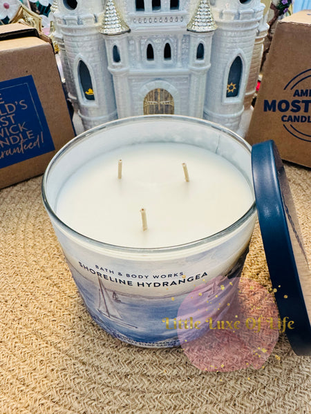 Bath & Body Works 🇺🇸 SHORELINE HYDRANGEA 3-wick Candle 14.5 oz / 411 g