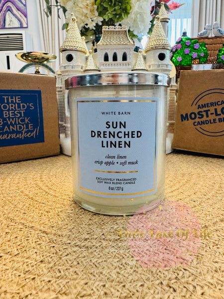 Bath & Body Works 🇺🇸 SUN-DRENCHED LINEN single-wick Candle 8 oz / 227g