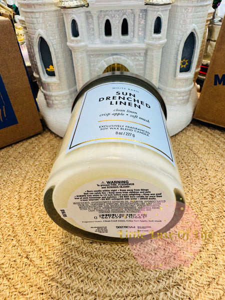 Bath & Body Works 🇺🇸 SUN-DRENCHED LINEN single-wick Candle 8 oz / 227g