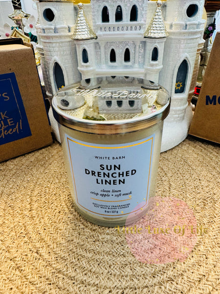 Bath & Body Works 🇺🇸 SUN-DRENCHED LINEN single-wick Candle 8 oz / 227g