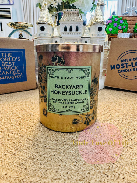 Bath & Body Works 🇺🇸 BACKYARD HONEYSUCKLE single-wick Candle 8 oz / 227g (B)