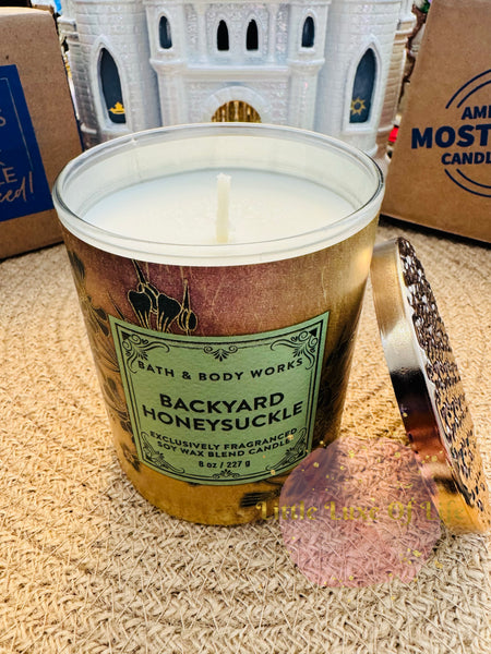Bath & Body Works 🇺🇸 BACKYARD HONEYSUCKLE single-wick Candle 8 oz / 227g (B)