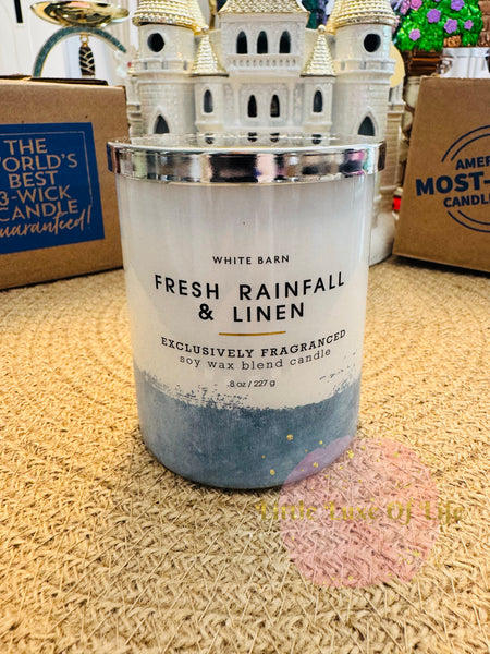 Bath & Body Works 🇺🇸 FRESH RAINFALL & LINEN single-wick Candle 8 oz / 227g