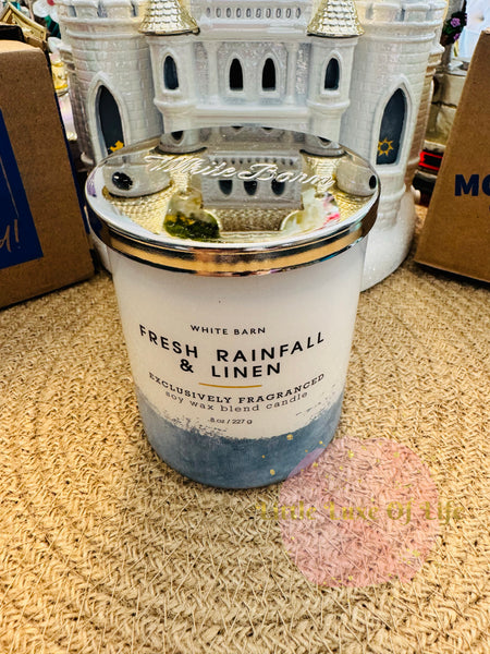 Bath & Body Works 🇺🇸 FRESH RAINFALL & LINEN single-wick Candle 8 oz / 227g