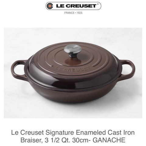 Le Creuset Signature Enameled Cast Iron Braiser, 3.5Qt. 30cm, GANACHE