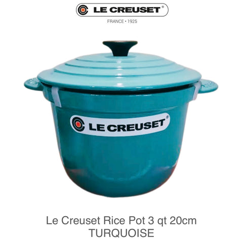 Le Creuset Cast Iron Rice Pot 3qt 20cm - TURQUOISE