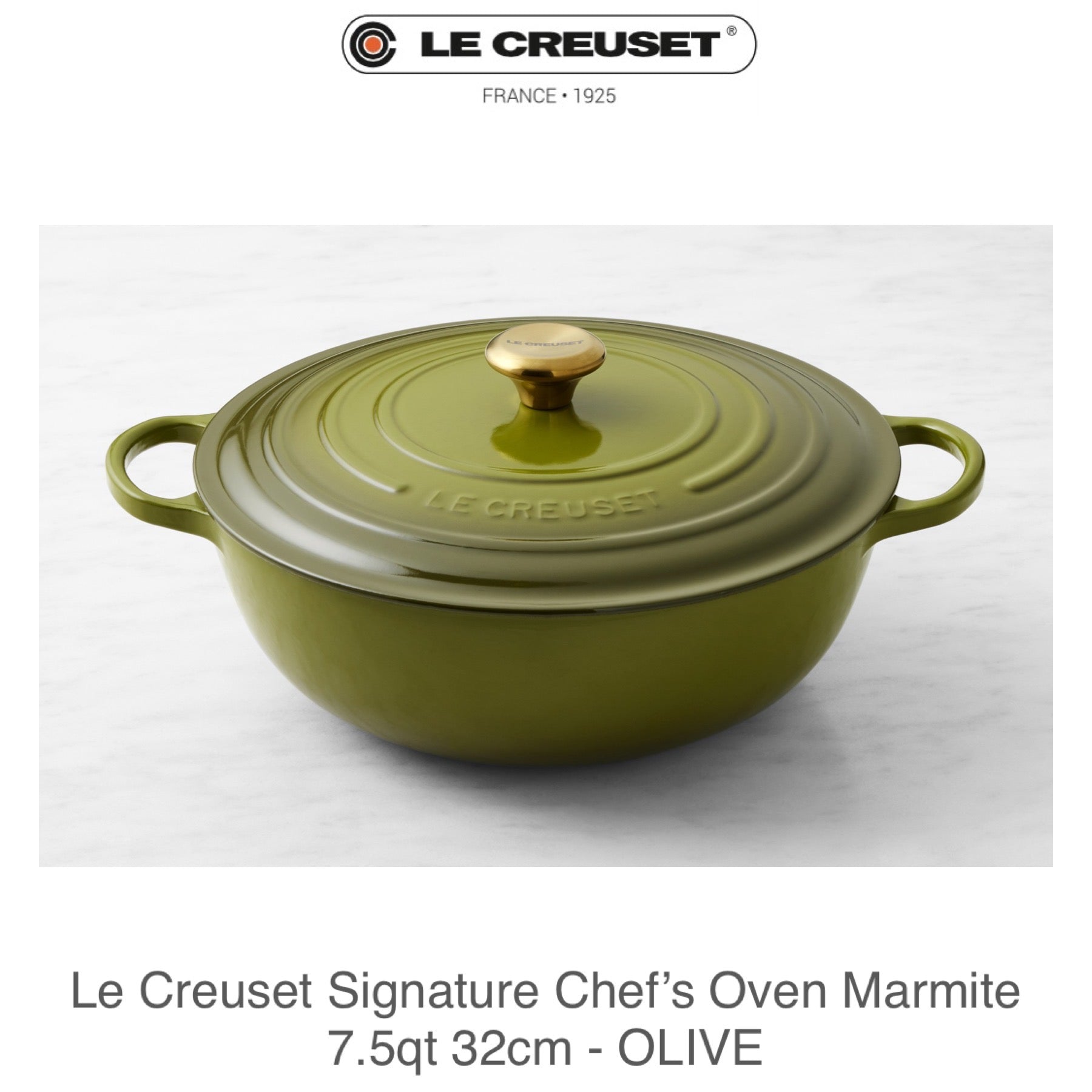 Le Creuset Chef's Oven Marmite 7.5qt 32cm - OLIVE