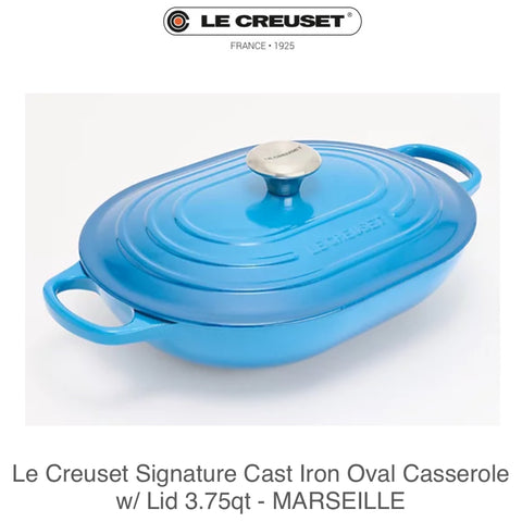 Le Creuset Signature Cast Iron Oval Casserole w/ Lid 3.75qt - MARSEILLE