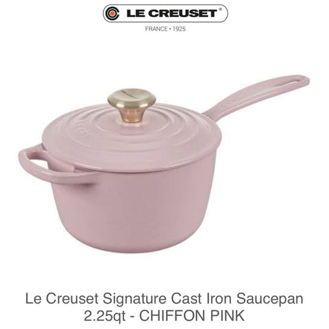 Le Creuset Signature Enameled Cast Iron Saucepan 2.25qt - CHIFFON PINK