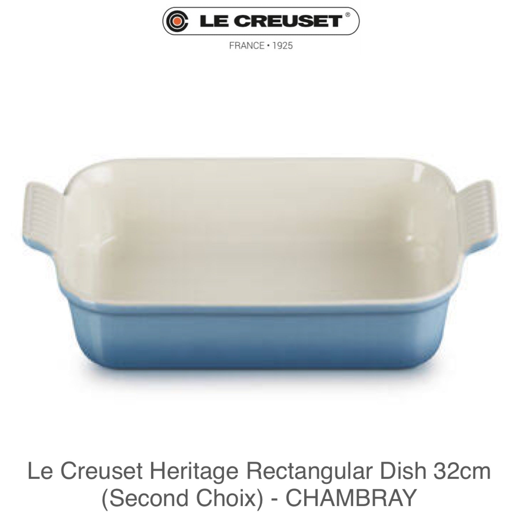 Le Creuset Stoneware Heritage Rectangular Dish, 32cm (SECOND CHOIX)- CHAMBRAY