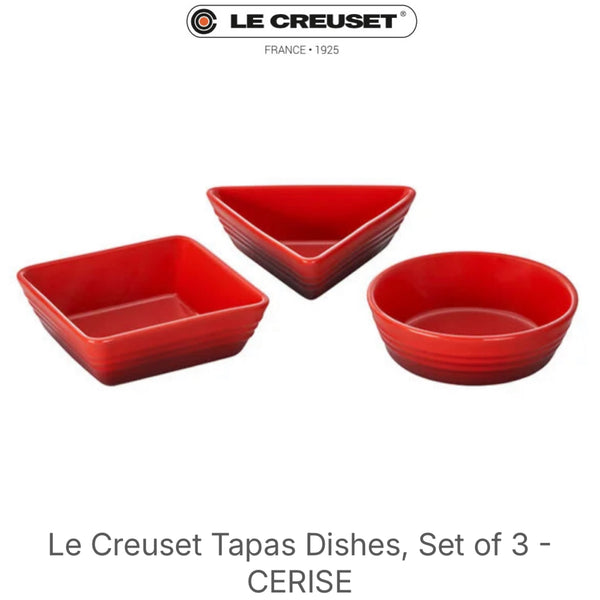 LE CREUSET Tapas Dishes, Set of 3 - CERISE