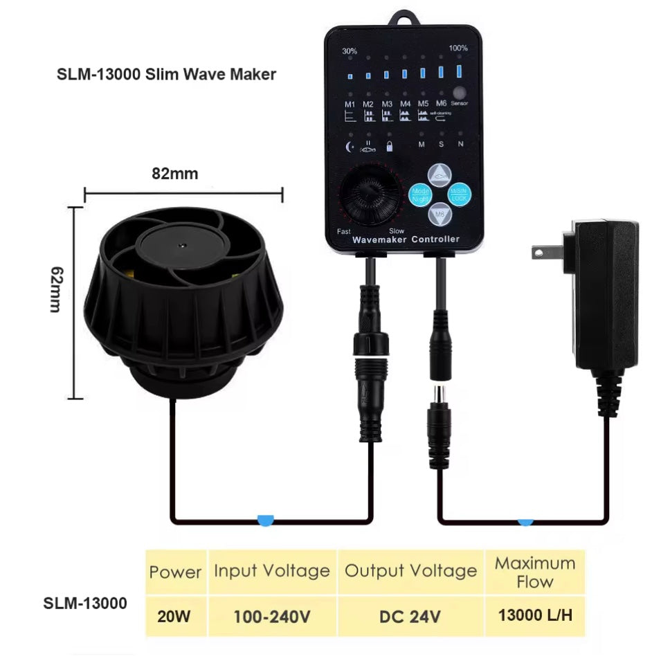 Hsbao SLM-13000 ( 20W Slim Magnetic Wave Maker) RATED for 40-100 gallon