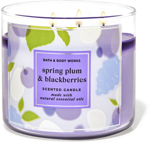 Bath & Body Works SPRING PLUM & BLACKBERRIES 3-wick Candle 14.5 oz / 411 g