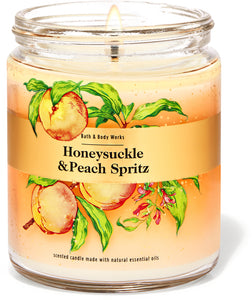 Bath & Body Works HONEYSUCKLE & PEACH SPRITZ single-wick Candle 7 oz / 198 g