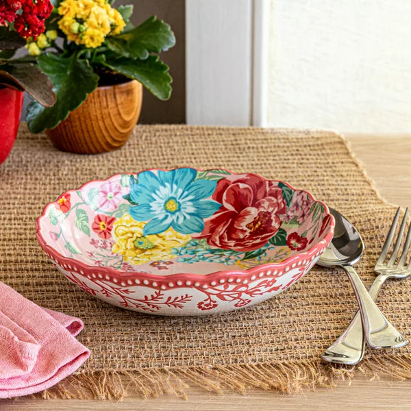 The Pioneer Woman Fancy Flourish Stoneware Pasta Bowl, Pink