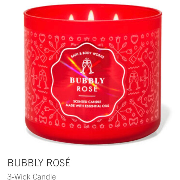 Bath & Body Works BUBBLY ROSÉ 3-Wick Candle 14.5 oz / 411 g