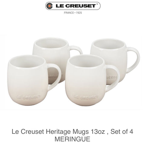 Le Creuset Heritage Stoneware Mugs 13-Oz., Set of 4 - MERINGUE