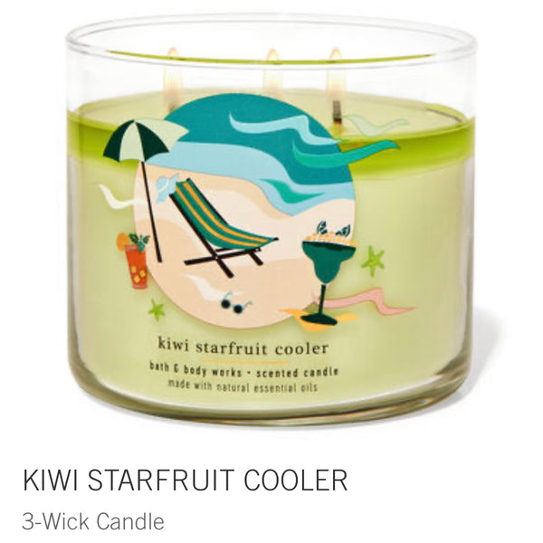 Bath & Body Works KIWI STARFRUIT COOLER 3-wick Candle 14.5 oz / 411 g