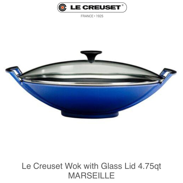 Le Creuset Enameled Cast Iron Wok with Glass Lid 4.75qt - MARSEILLE