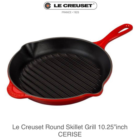 Le Creuset Round Skillet Grill 10.25"inch - CERISE