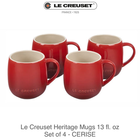 Le Creuset Heritage Mugs13 fl. oz., Set of 4 - CERISE