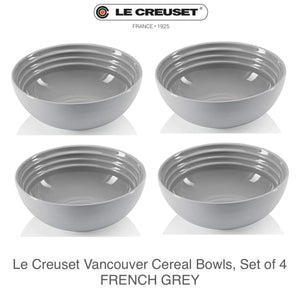 Le Creuset Vancouver Cereal Bowls, Set of 4 - FRENCH GREY