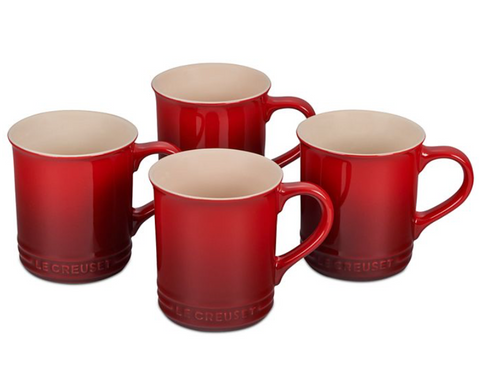 Le Creuset Stoneware 14-Oz. Mugs, Set of 4 - CERISE