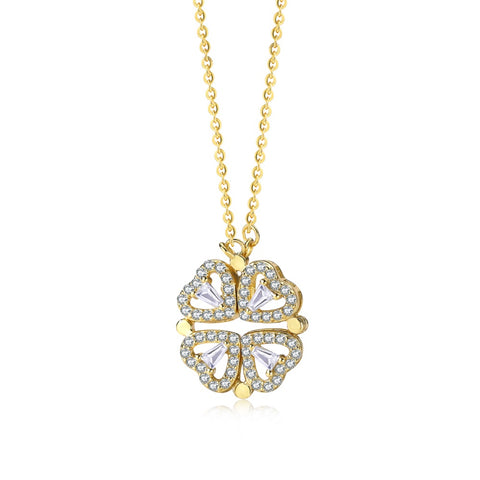 PURE 925 SILVER (Gold Plated)Clover Necklace