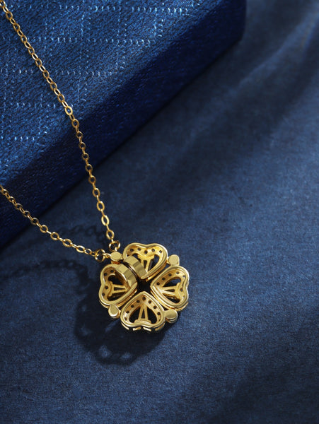 PURE 925 SILVER (Gold Plated)Clover Necklace