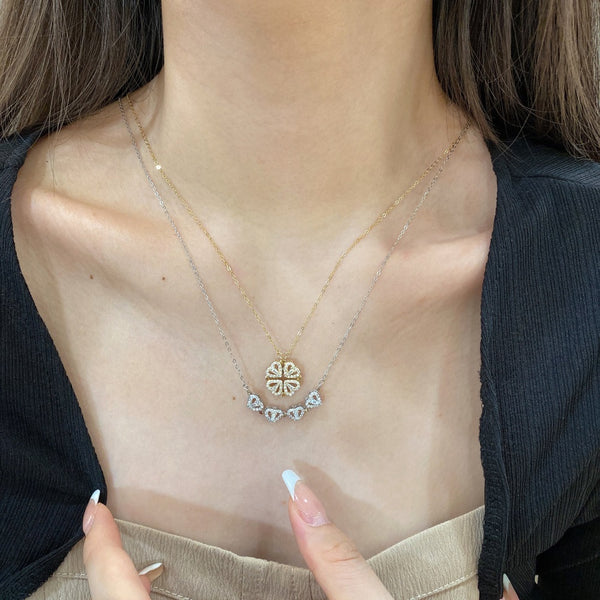 PURE 925 SILVER (Gold Plated)Clover Necklace