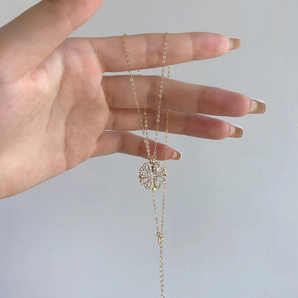 PURE 925 SILVER (Gold Plated)Clover Necklace