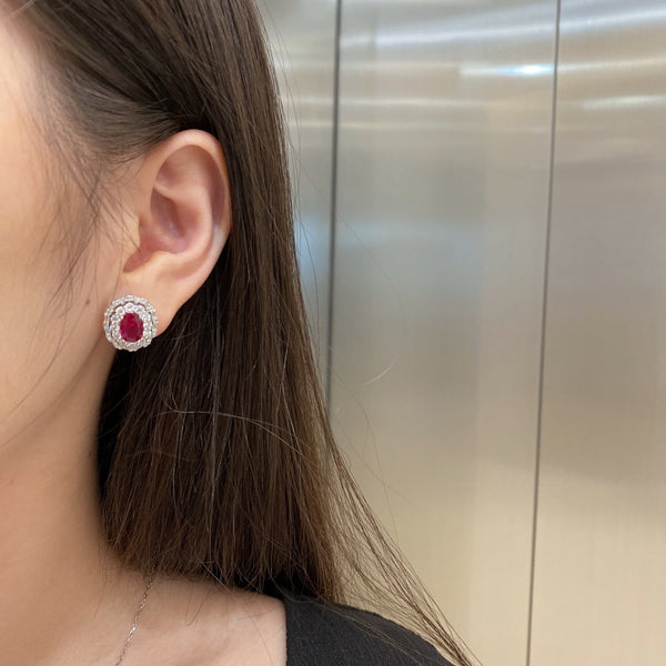 PURE 925 SILVER RED Primrose Earrings