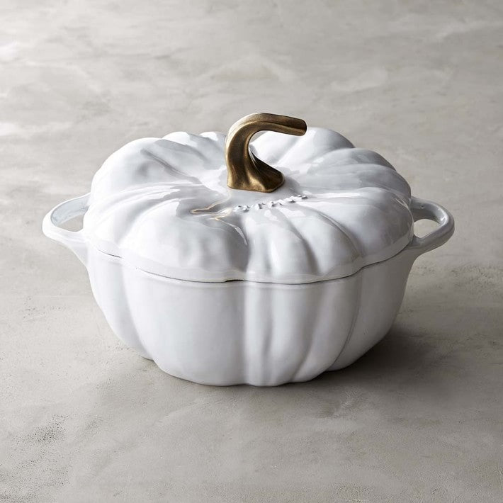 Staub Enameled Cast Iron Pumpkin Cocotte 3.5QT -WHITE