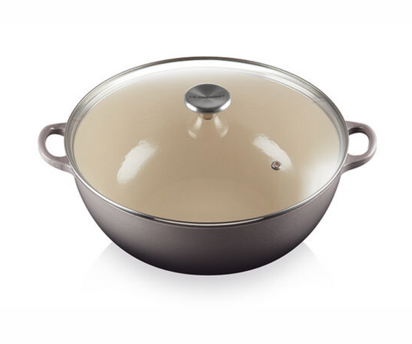 Le Creuset Cast Iron Classic Soup Pot with Glass Lid 7.5qt 32cm - OYSTER