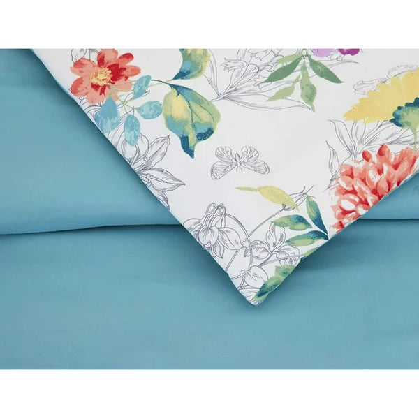 The Pioneer Woman Teal Polyester Blooming Bouquet 4 Piece Comforter Set, King