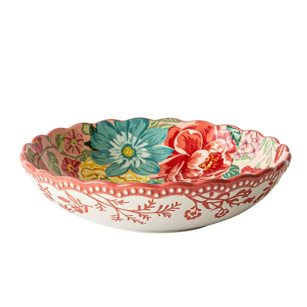 The Pioneer Woman Fancy Flourish Stoneware Pasta Bowl, Pink