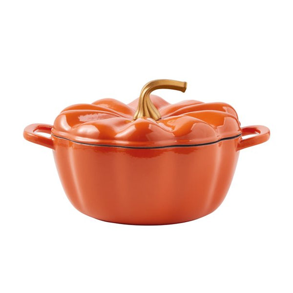 The Pioneer Woman 3.5-Quart Enamel-on-Cast Iron Pumpkin Dutch Oven, Orange