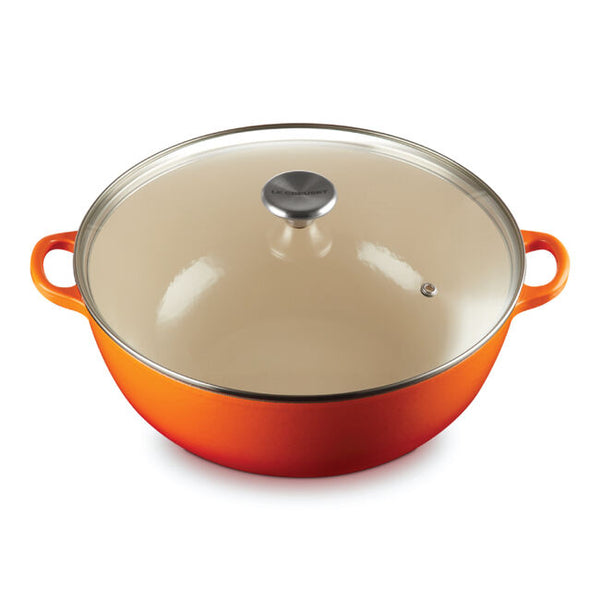 Le Creuset Cast Iron Classic Soup Pot with Glass Lid 7.5qt 32cm - FLAME