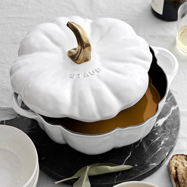 Staub Enameled Cast Iron Pumpkin Cocotte 3.5QT -WHITE